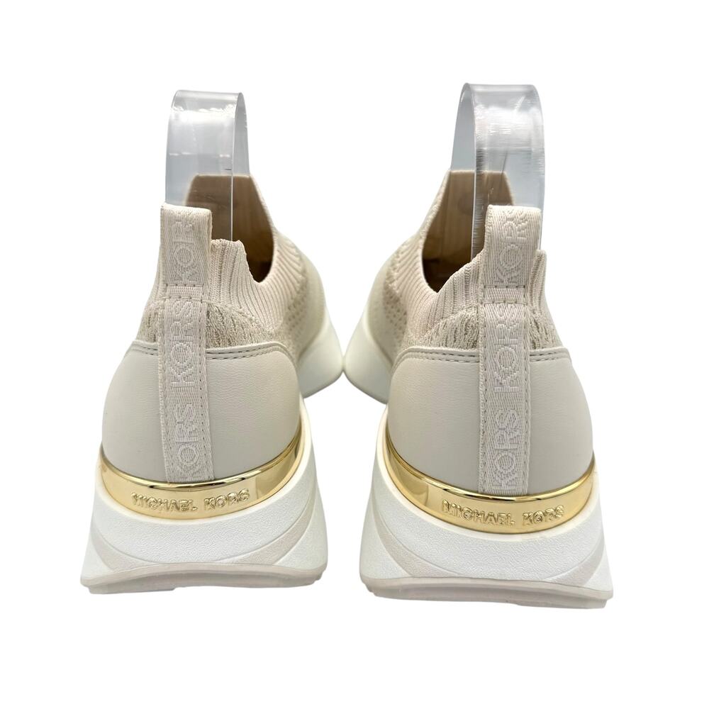 Michael Kors Ari Neutral Cream Knit Slip On Athleisure Lifestyle Sneakers - Picture 6 of 11